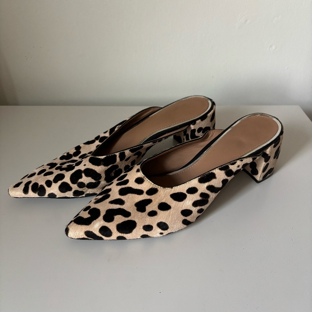 Leopard print mule kitten heels